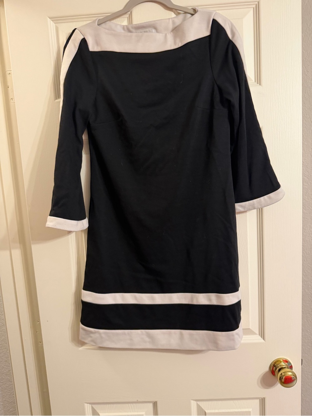 Womens Black and Cream Contrast Trim Dress